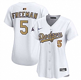 Women's Los Angeles Dodgers #5 Freddie Freeman White 2025 Gold Collection Limited Stitched Jersey Dzhi,baseball caps,new era cap wholesale,wholesale hats